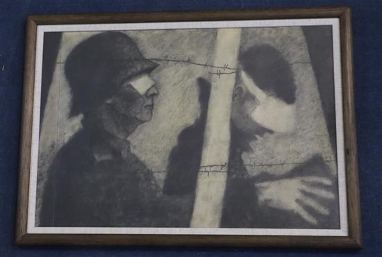 Gerald R. Jarman (British, 1930-2014) WW1 Series; Soldiers with Bandaged Eyes 14.5 x 21in.
